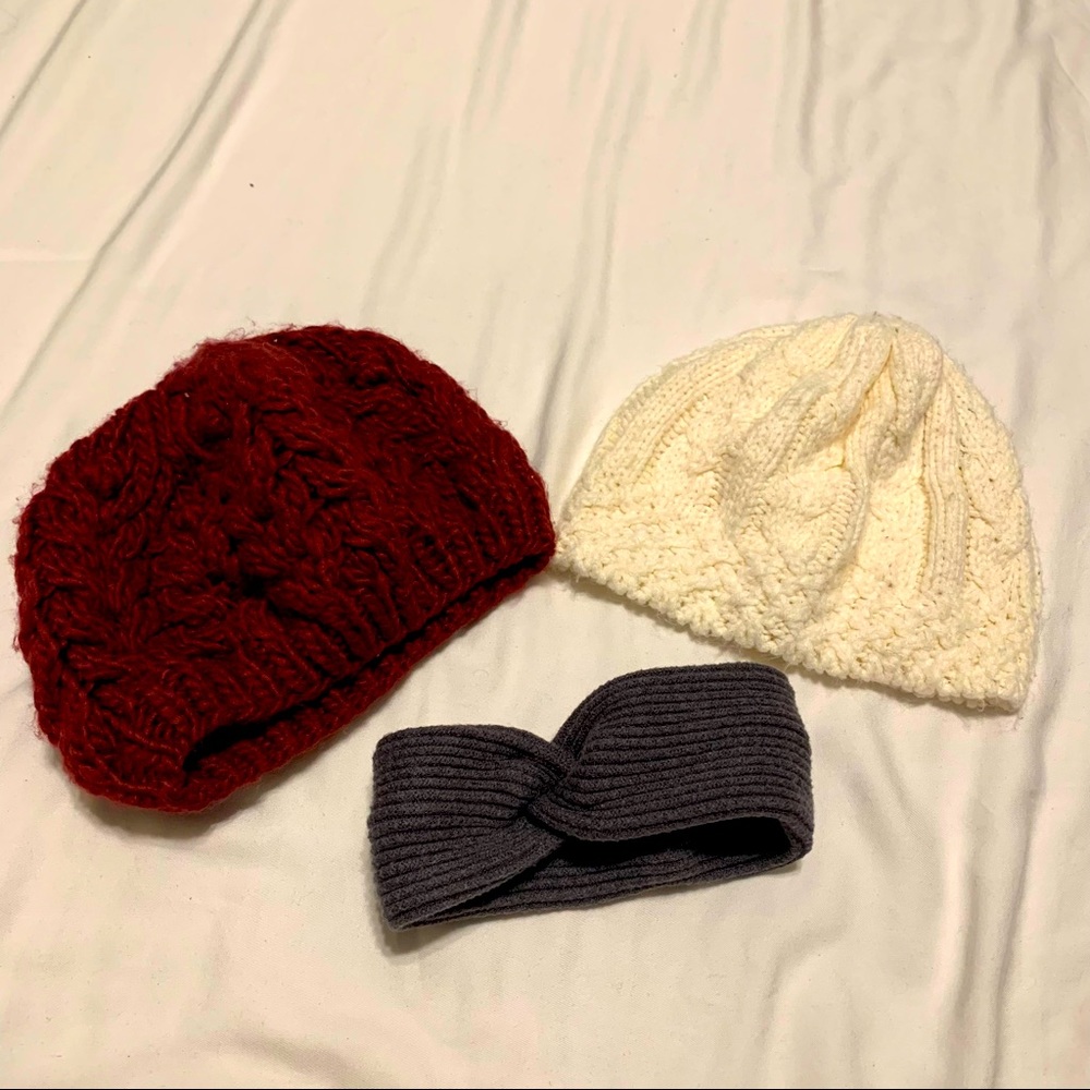 2 Winter Hats and 1 Headband